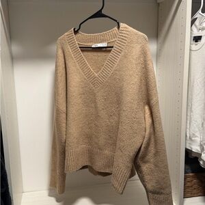 Zara Tan V-Neck Knit Sweater